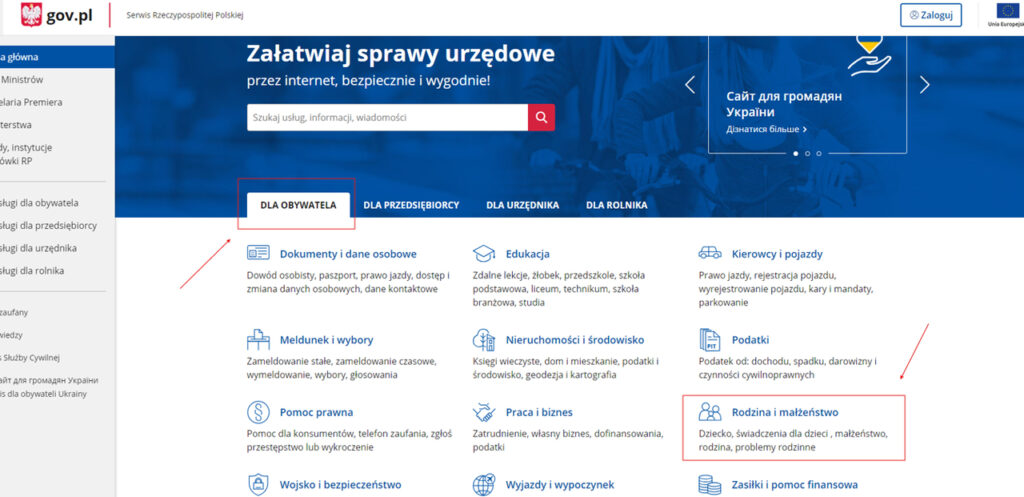 zgłoszenie urodzenia dziecka